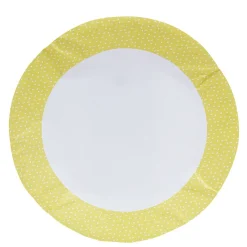 Lot de 10 assiettes en carton jaune motif confetti blanc