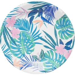 Lot de 10 assiettes en carton motif tropical