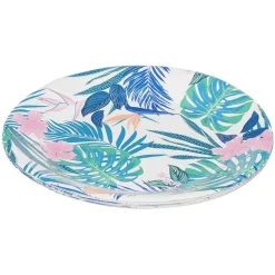 Lot de 10 assiettes en carton motif tropical