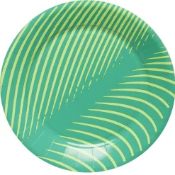 Lot de 10 assiettes en carton motif feuille tropicale