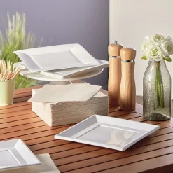Lot de 20 assiettes en carton carré blanc