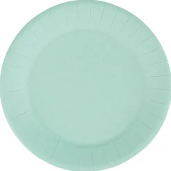 Lot de 10 assiettes en carton vert d'eau Ø23 cm