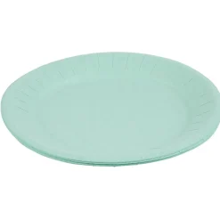 Lot de 10 assiettes en carton vert d'eau Ø23 cm