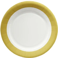 Lot de 10 assiettes en carton Ø23 cm doré