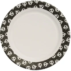 Lot de 10 assiettes en carton motif tête de squelette Halloween