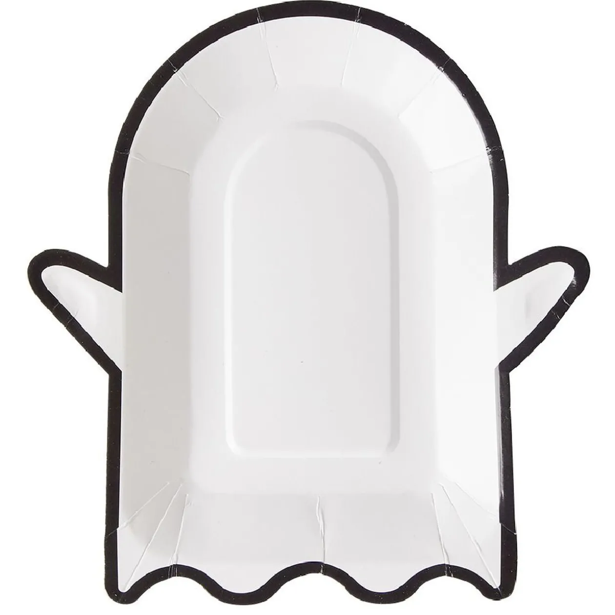 Lot de 10 assiettes en carton Halloween forme fantôme blanc