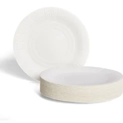 Lot de 100 assiettes en carton blanc Ø23 cm