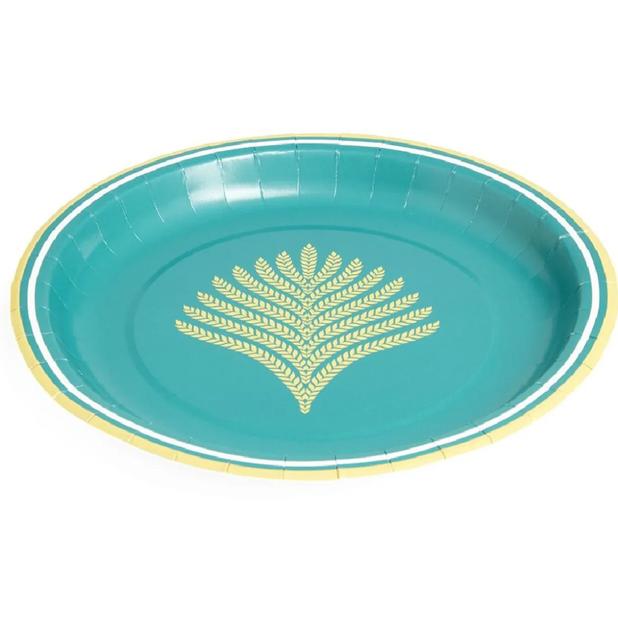 Lot de 10 assiettes en carton bleu bordure dorée Ø23cm