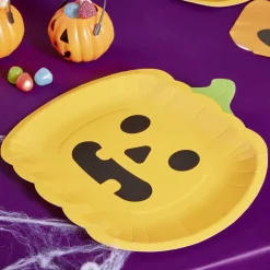 Lot de 8 assiettes en carton Ø23cm design citrouille Halloween