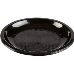 Lot de 6 assiettes en plastique noir