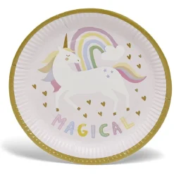 Lot de 8 assiettes motif licorne carton Ø23cm