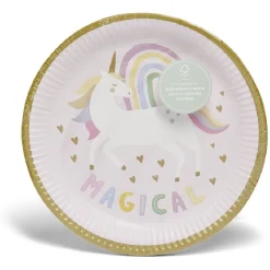 Lot de 8 assiettes motif licorne carton Ø23cm