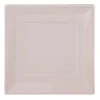 Lot de 6 assiettes plates carrées en plastique réutilisable rose pâle