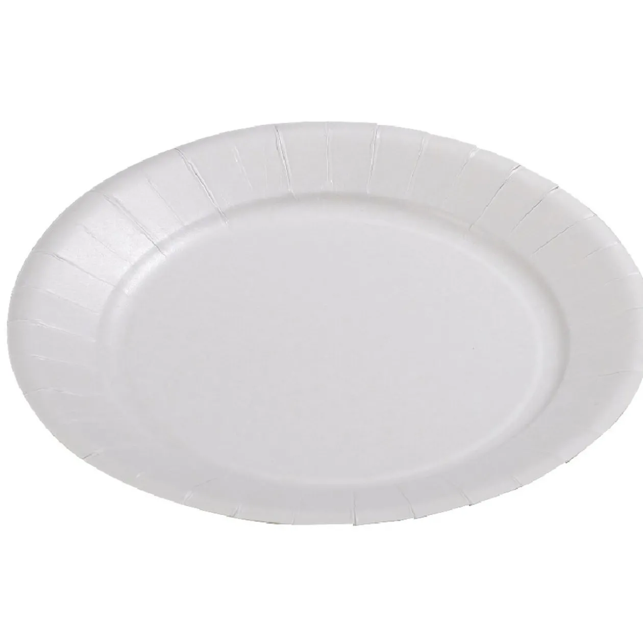 Lot de 50 assiettes plates rondes blanches effet enduit en carton