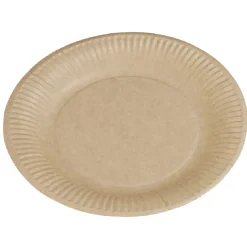 Lot de 50 assiettes plates rondes en carton kraft marron
