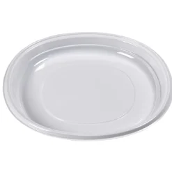Lot de 20 assiettes plates rondes en plastique réutilisable blanc