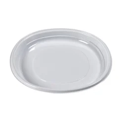 Lot de 20 assiettes plates rondes en plastique réutilisable blanc