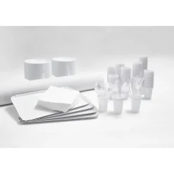 Lot de 20 assiettes plates rondes en plastique réutilisable blanc