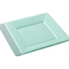 Lot de 6 assiettes plates carrées en plastique réutilisable vert d'eau