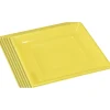 Lot de 6 assiettes plates carrées jaunes en plastique réutilisable