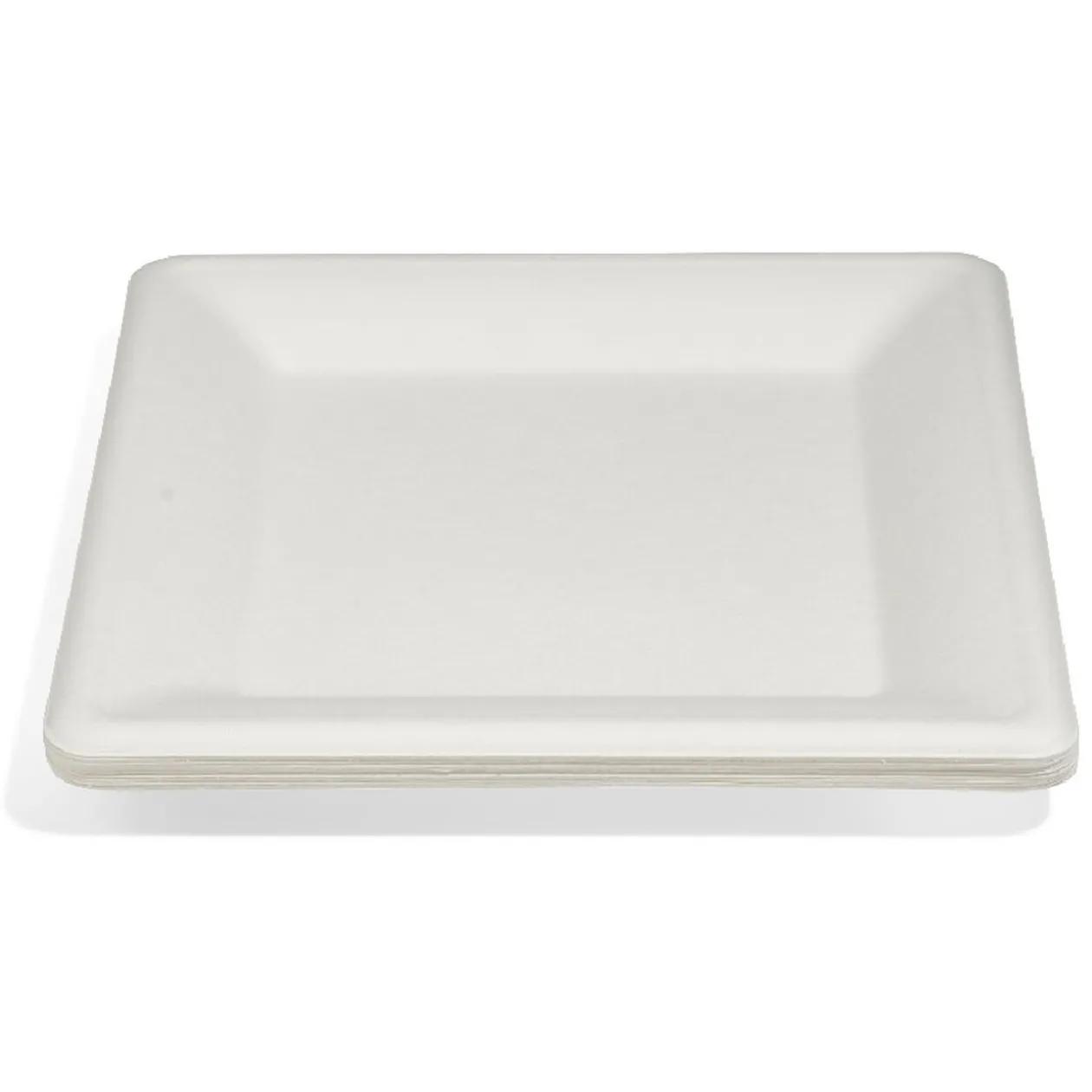 Lot de 12 assiettes plates carrées en canne à sucre
