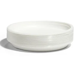 Lot de 50 assiettes plates réutilisables plastique blanc