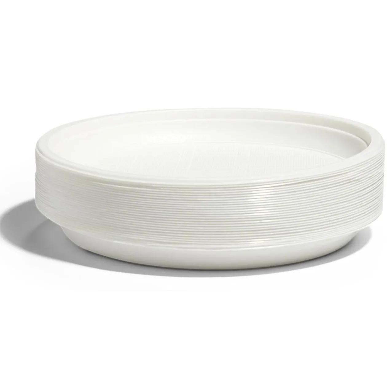 Lot de 50 assiettes plates réutilisables plastique blanc