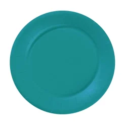 Lot de 20 assiettes rondes en carton bleu canard