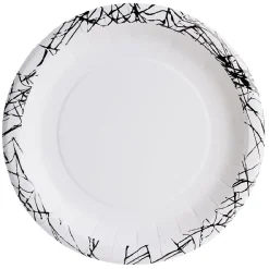 Lot de 10 assiettes rondes en carton Halloween motif araignée