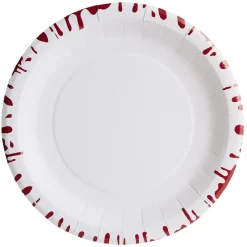 Lot de 10 assiettes rondes en carton Halloween motif sang coulant