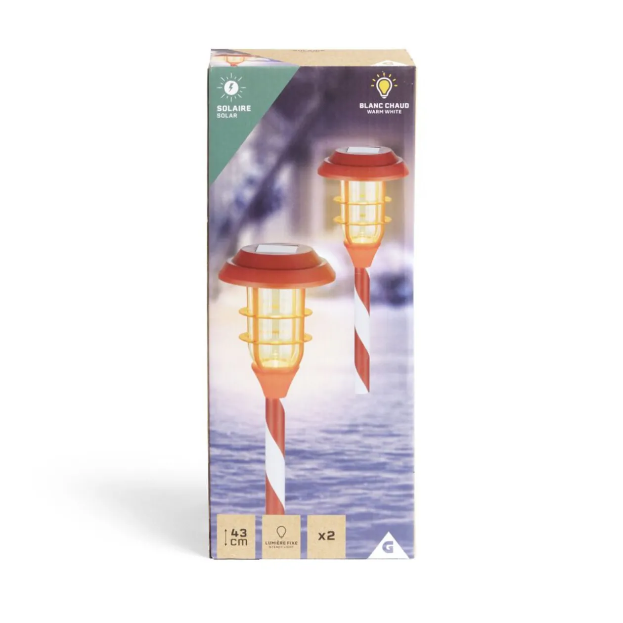 Lot de 2 bornes solaires à planter H43,5cm