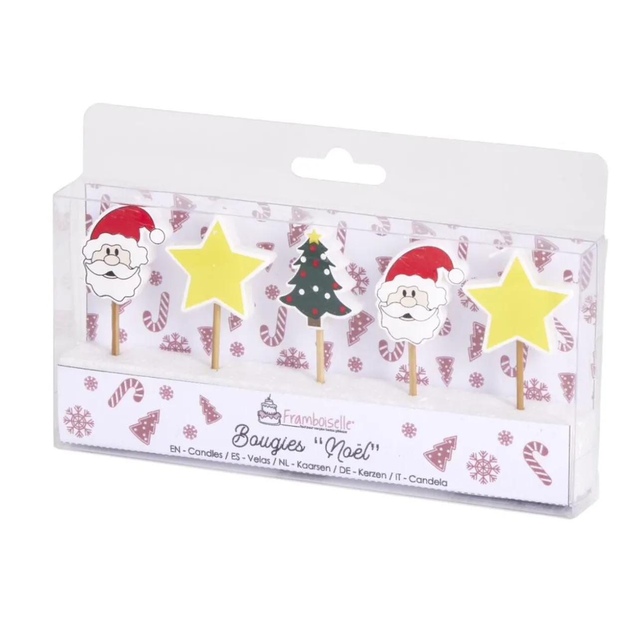Lot de 5 bougies de Noël pour gâteau