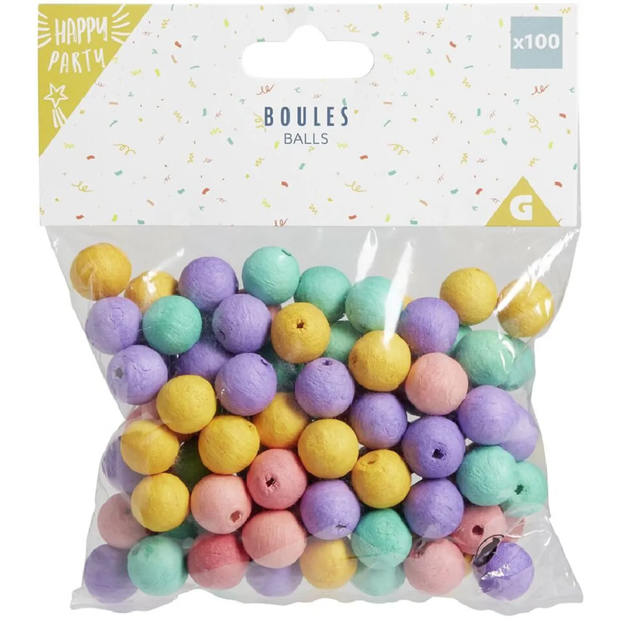 Lot de 100 boules papier pour sarbacane Ø1,5cm