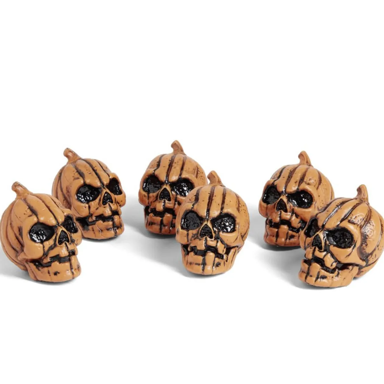 Lot de 6 citrouilles têtes de mort décoration Halloween à poser