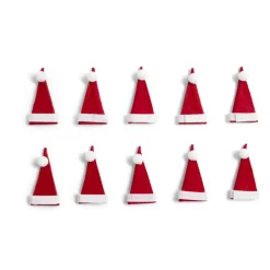 Lot de 10 décorations de table forme bonnet de Père Noël H6cm