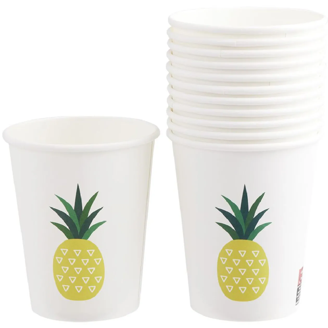 Lot de 10 gobelets en carton motif ananas 24 cl