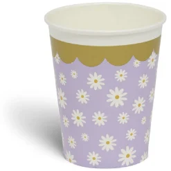 Lot de 8 gobelets motif pâquerette carton 24cl - 4 coloris