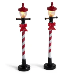 Lot de 2 lampadaires sucre d'orge LED à piles H10cm