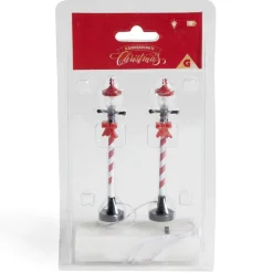 Lot de 2 lampadaires sucre d'orge LED à piles H10cm