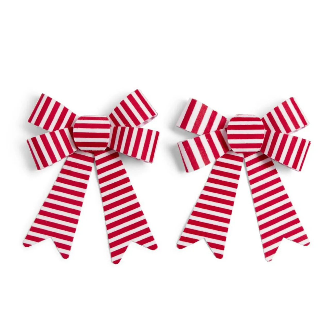 Lot de 2 noeuds rayés rouges et blancs Candyland 12x15cm