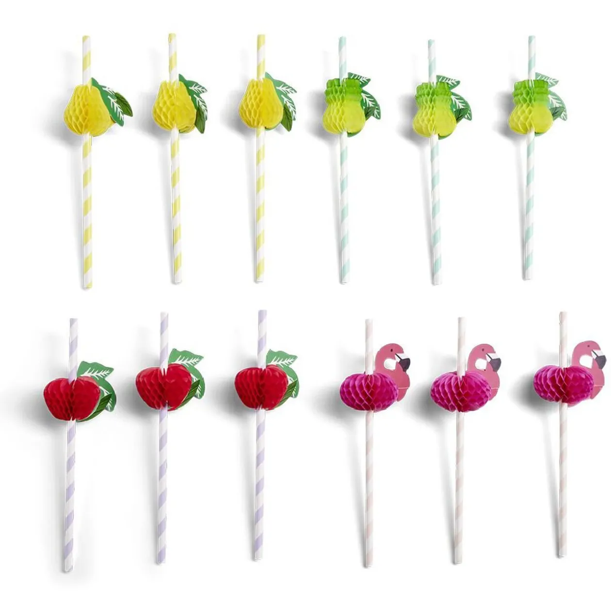 Lot de 12 pailles en papier design fruit