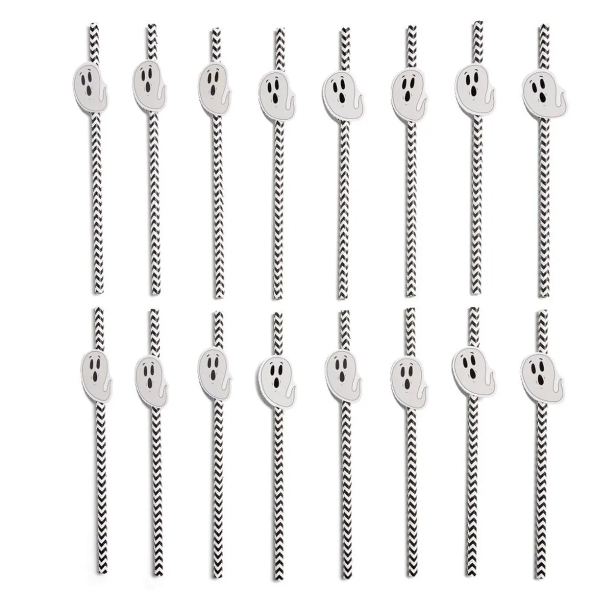 Lot de 16 pailles Halloween en papier - 4 modèles