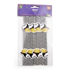 Lot de 16 pailles Halloween en papier - 4 modèles