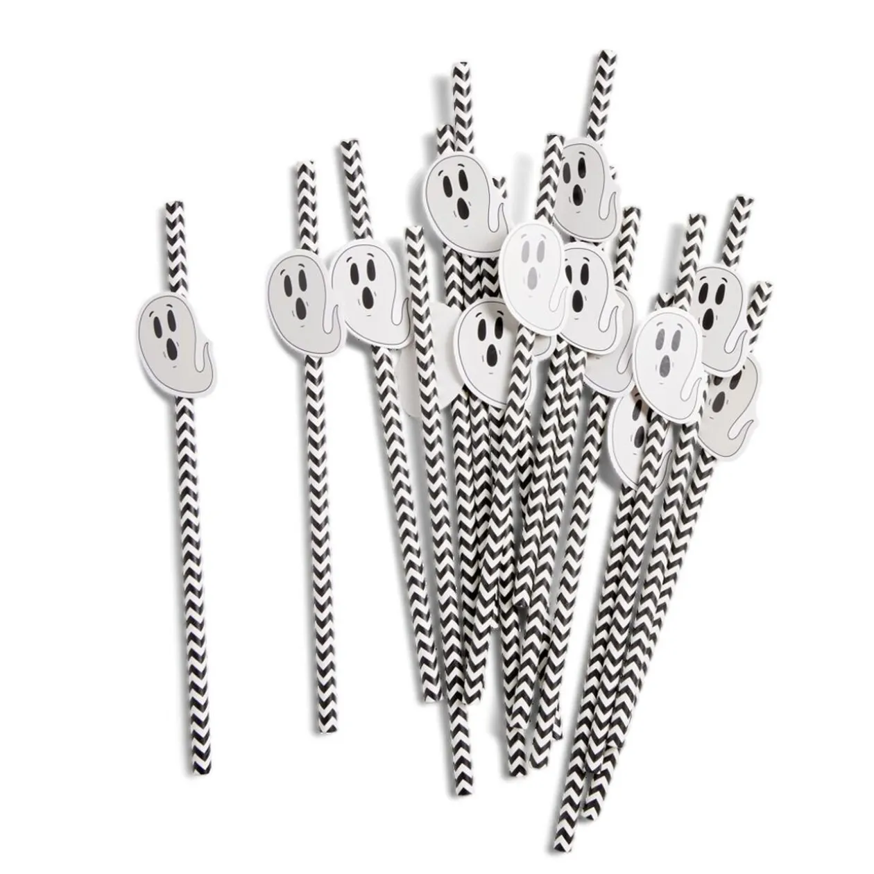 Lot de 16 pailles Halloween en papier - 4 modèles