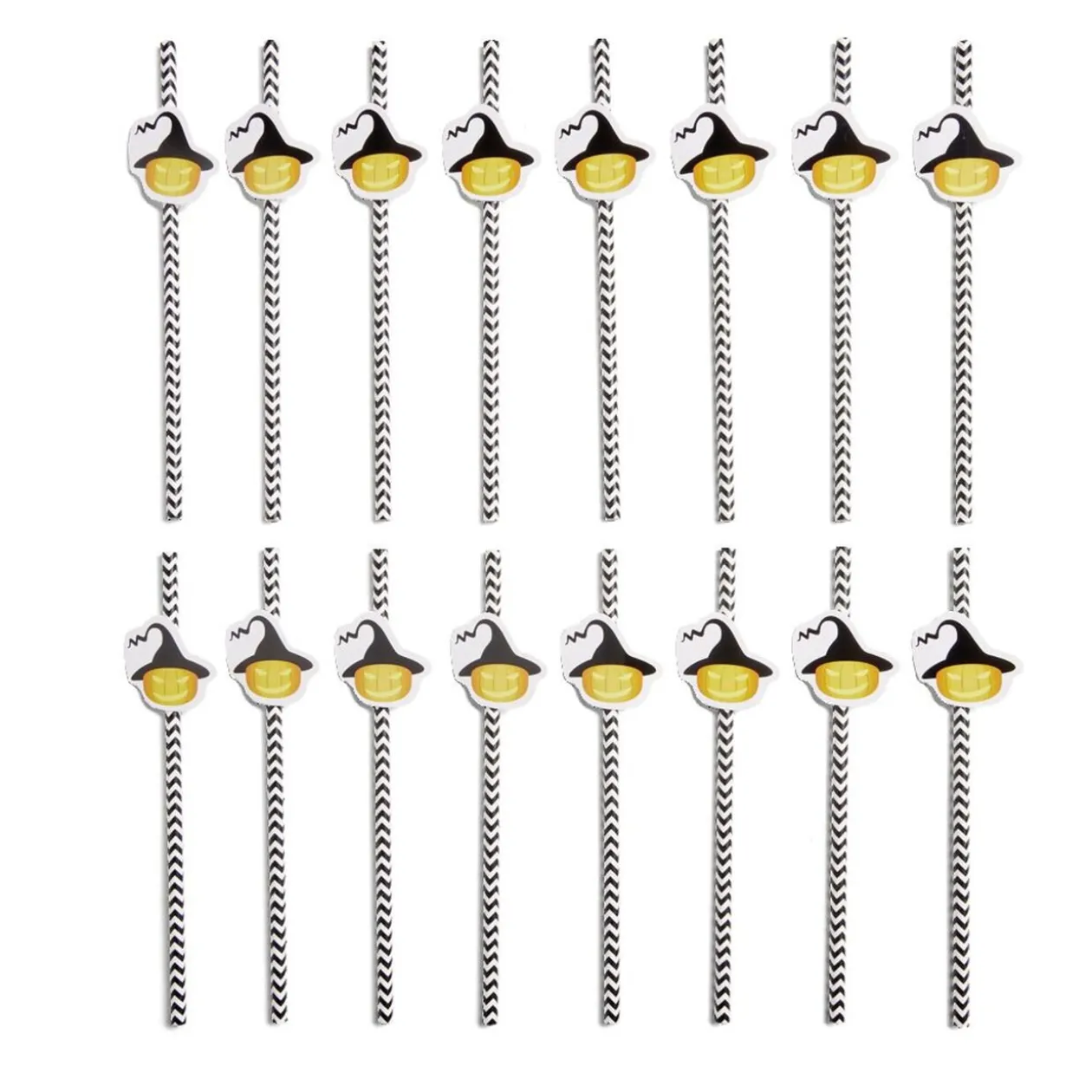 Lot de 16 pailles Halloween en papier - 4 modèles