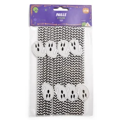 Lot de 16 pailles Halloween en papier - 4 modèles
