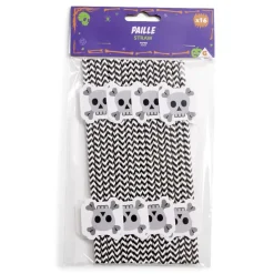 Lot de 16 pailles Halloween en papier - 4 modèles