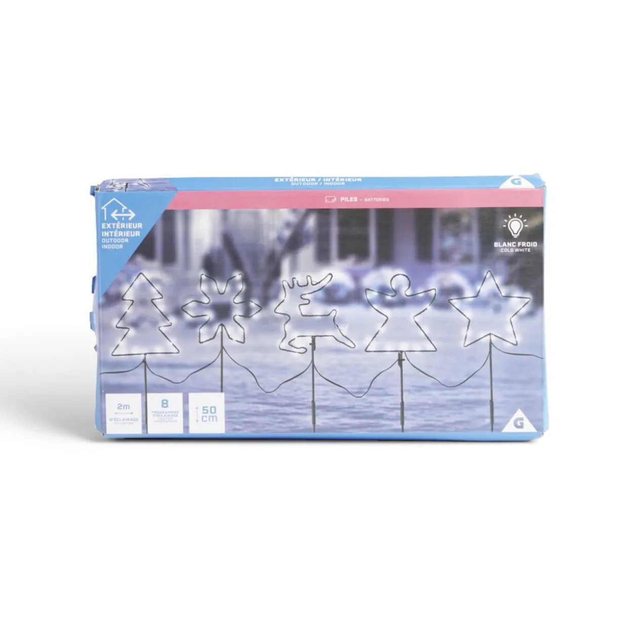 Lot de 5 pics lumineux à planter H50cm blanc froid