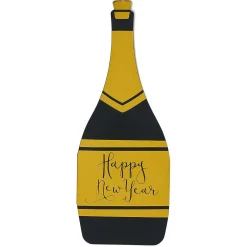 Lot de 4 pochettes à couverts Nouvel an forme bouteille noir et doré