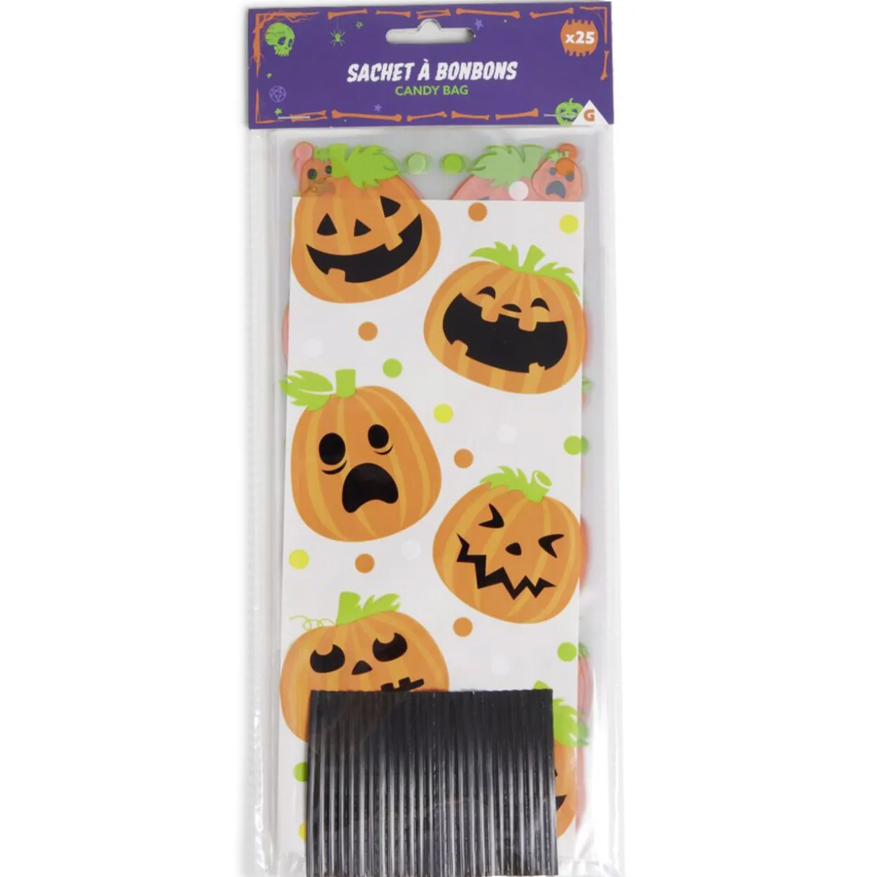Lot de 25 sachets à bonbons pour Halloween - 3 modèles